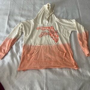 Hooters Women's Cream and Orange Hoodie